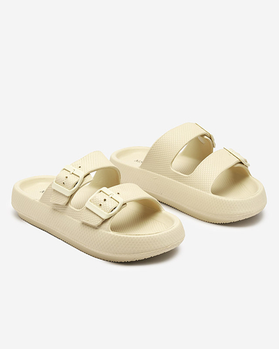 OUTLET Chaussons femme beige et vert à boucles Eckos - Chaussures