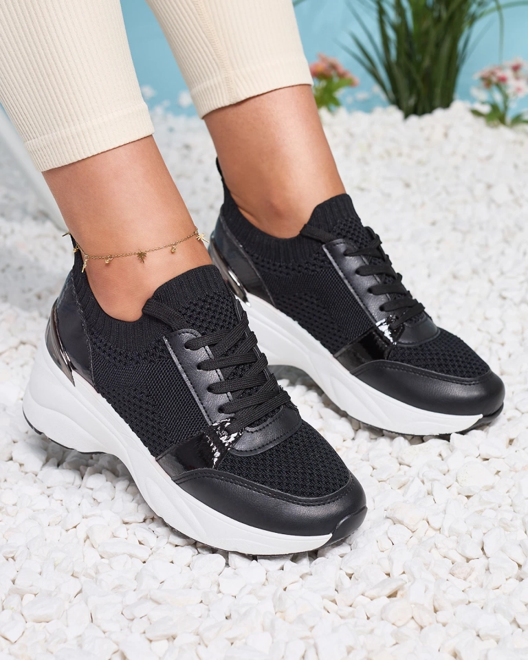 Chaussures de sport à talon pour femmes, noires Ezetta- Footwear