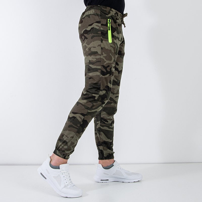 Pantalon de jogging homme vert foncé avec empiècements fluo - Vêtements