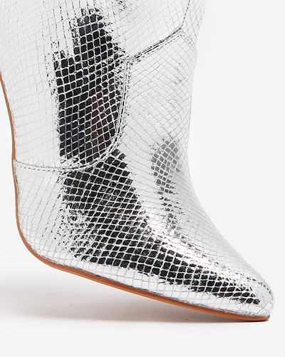 Bottes à talons aiguilles argentées avec gaufrage Meshlia - Chaussures
