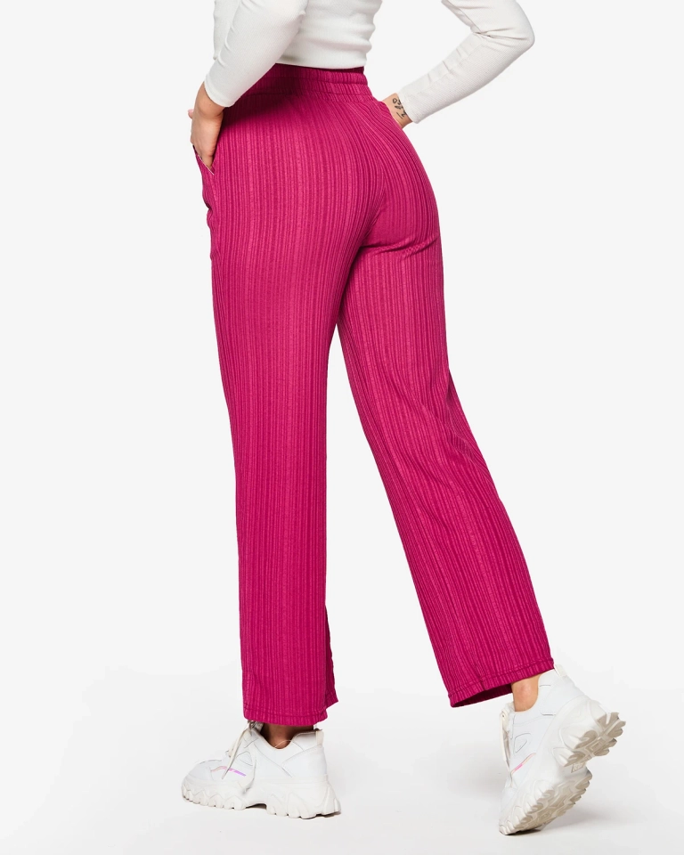 Pantalon large côtelé pour femme en fuchsia- Vêtements