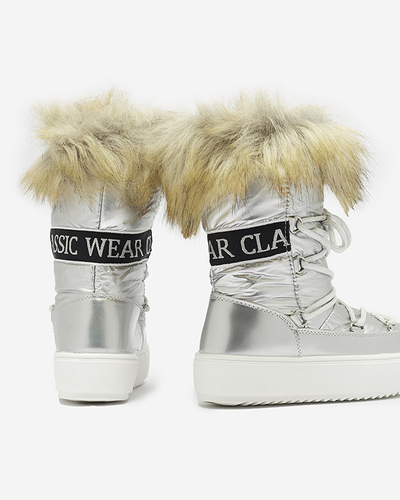 Silver chaussures enfants a'la bottes de neige avec fourrure Asika - Chaussures