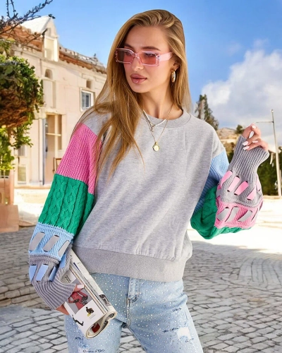 Royalfashion Sweatshirt à manches colorées pour femmes