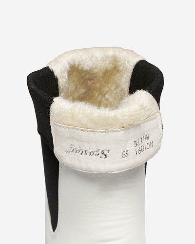 Bottes hautes blanches pour femmes à bout carré Ludiz- Footwear