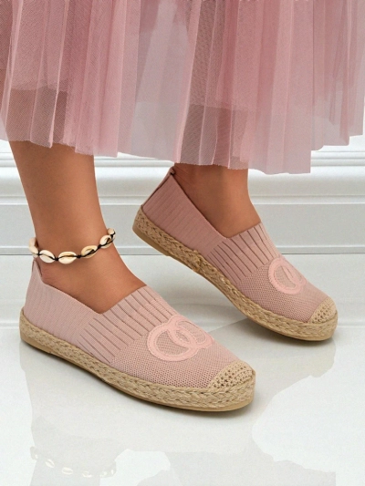 Espadrilles Theodora roses pour femmes en cuir écologique suédé, plates