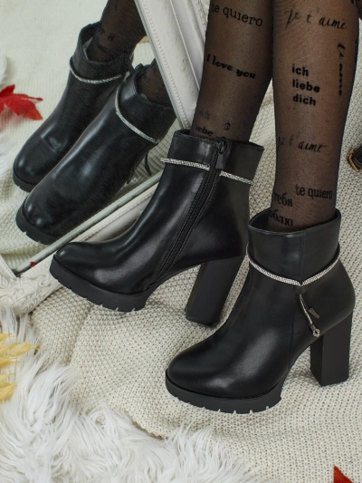 Bottines femme en cuir écologique à talons épais Marellin