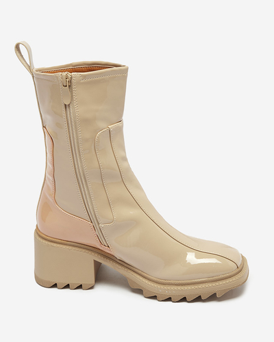 OUTLET Bottes pour femmes beiges à tige large Grifis - Footwear