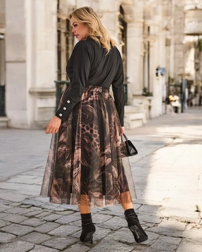 Jupe midi à deux couches pour femmes Royalfashion