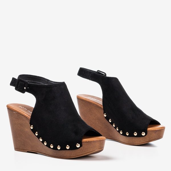 OUTLET Sandales noires pour femmes sur le coin Izida - Chaussures