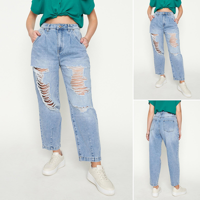 Jean déchiré bleu clair pour femme - Vêtements
