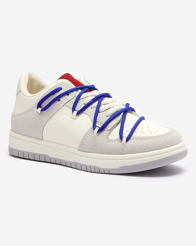 Baskets de sport pour femmes blanc-gris avec lacets bleu marine Olierinc - Chaussures