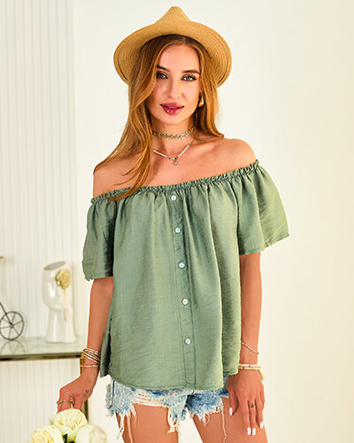 Royalfashion Chemisier femme a'la hiszpanka avec boutons décoratifs