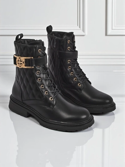 Bottines matelassées pour femmes en cuir écologique Sable Rose