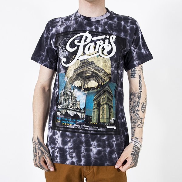 T-shirt noir en coton avec imprimé - Vêtements