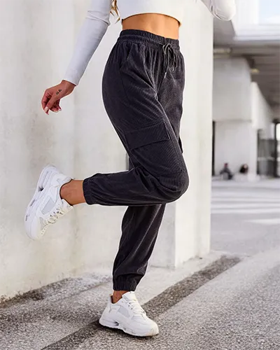 Royalfashion Pantalon côtelé pour femme