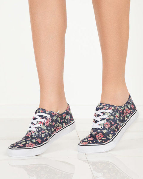 OUTLET Baskets femme bleu marine à fleurs Sertoli - Footwear