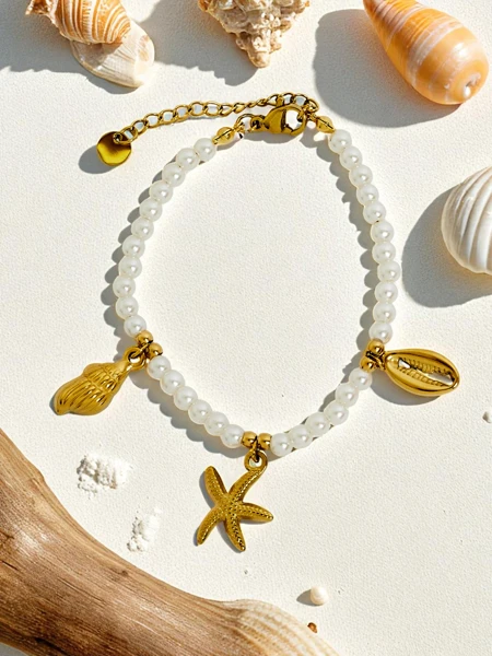 Bracelet Poseidon Mare Stella avec Motifs Marins et perles