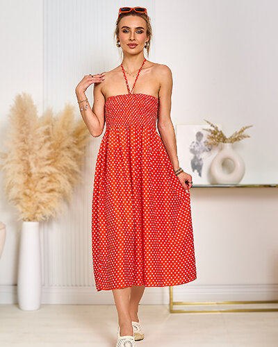 Royalfashion Robe à pois longueur genou pour femme