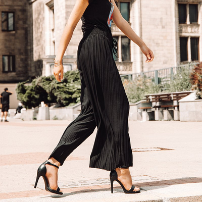 Pantalon plissé noir femme - Vêtements
