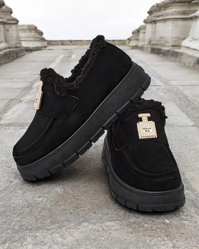 Chaussures noires Kalliope avec plateforme et fourrure