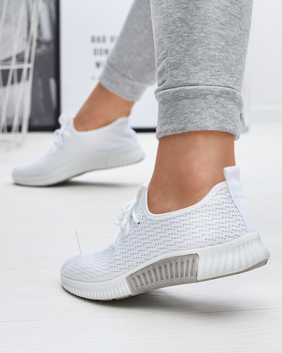 Chaussures de sport blanches en tissu pour femmes Vobbu- Footwear