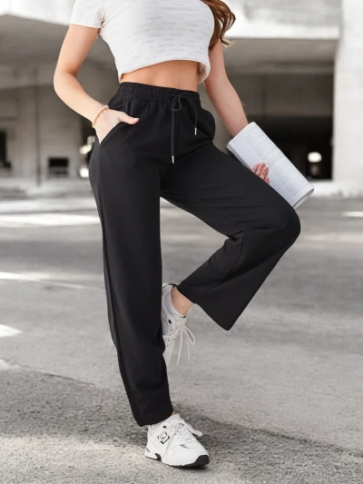 Royalfashion Pantalon simple pour femmes avec cordon