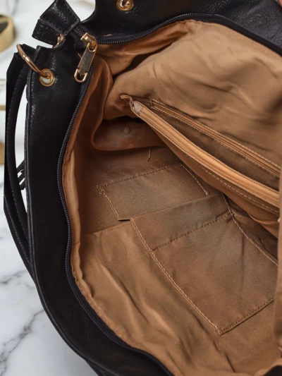 Sac pour femme Atena Nero – élégant sac noir en cuir écologique