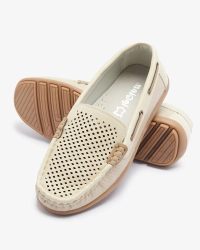 OUTLET Royalfashion Mocassins ajourés pour enfants en beige Neddax