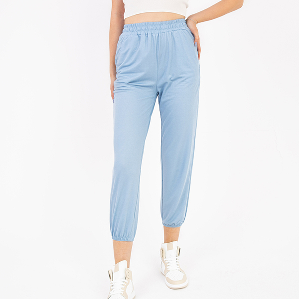 Pantalon femme en tissu bleu clair - Vêtements