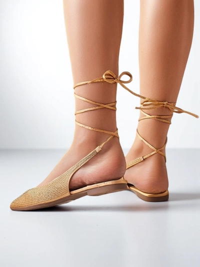 Royalfashion Ballerines pour femmes avec des rhinestones sans talon Daggas