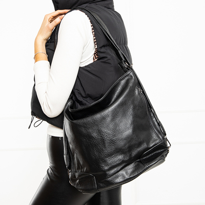 Grand sac à main noir pour femme - sac à dos en cuir écologique - Accessoires