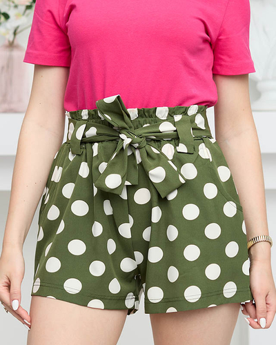 Short femme en tissu à pois vert - Vêtements