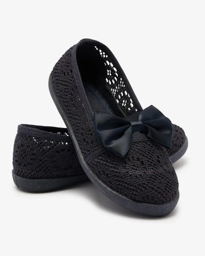 Baskets à enfiler bleu marine avec nœud pour filles Sweet Time - Footwear