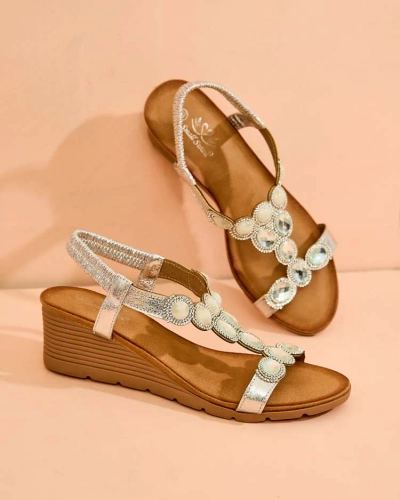 Royalfashion Sandales pour femmes avec zircon Obrina