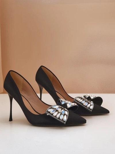 Royalfashion Chaussures à talons hauts pour femmes avec un nœud Cocarte