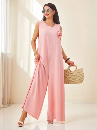 Atena Rosa Palazzo – combinaison élégante à bretelles en viscose