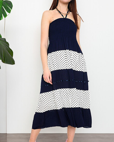 Jupe longue bleu marine à pois GRANDE TAILLE - Vêtements
