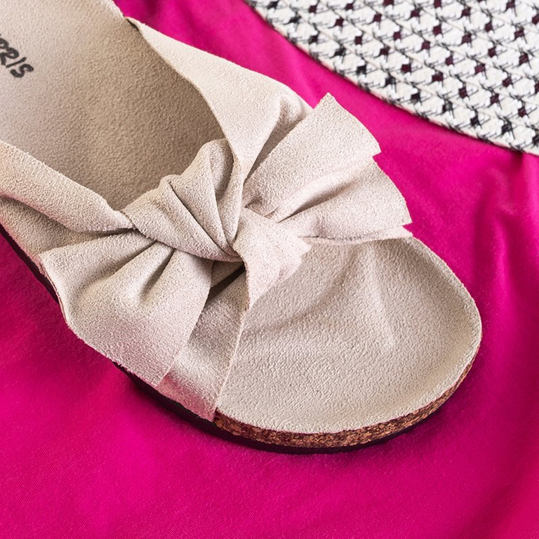 Chaussons beiges pour femmes à nœud Alanza - Chaussures