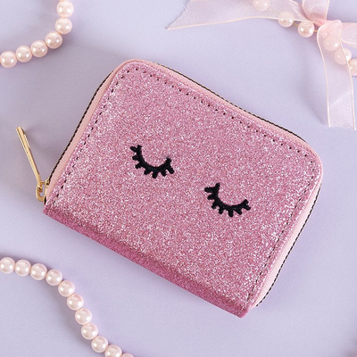 Petit portefeuille brocart femme fuchsia - Portefeuille