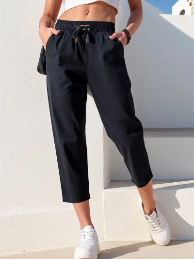 Royalfashion Pantalons en tissu simples pour femmes 7/8