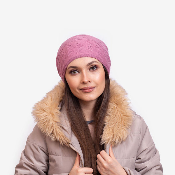 Bonnet double couche chaud femme rose foncé - Accessoires