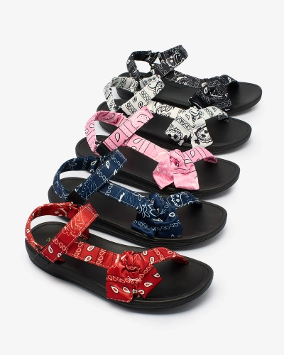 Royalfashion Sandales rouges pour femme avec nœud Oyall