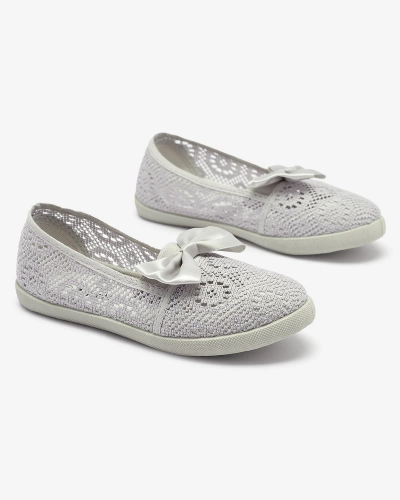 Baskets grises à enfiler avec nœud pour filles Sweet Life - Chaussures