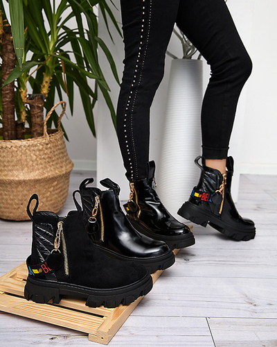 Bottines en cuir verni noir pour femme Osallu - Footwear