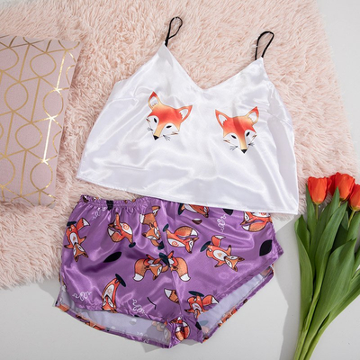 Pyjama femme renard violet - Vêtements