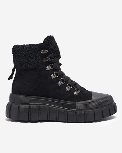 Bottes pour femmes en éco-suède noire avec peau de mouton Vetic - Chaussures