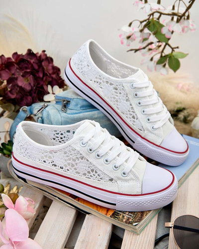 Aurelia Bianco - Baskets blanches ajourées Royalfashion en tissu, taille 40