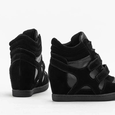 OUTLET Baskets fille noires à talon compensé recouvert Janomi - Footwear