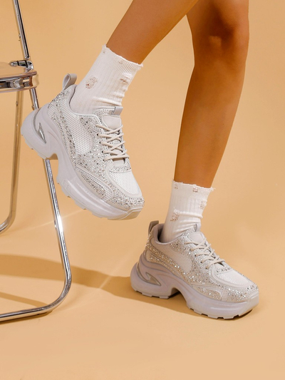 Royalfashion Baskets de sport pour femmes avec des strass Bloss