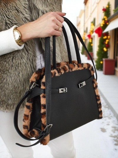 Petit sac à main pour femme en cuir écologique avec motif léopard Panthory